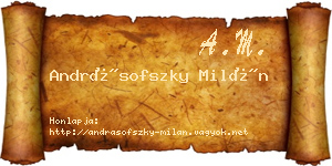 Andrásofszky Milán névjegykártya